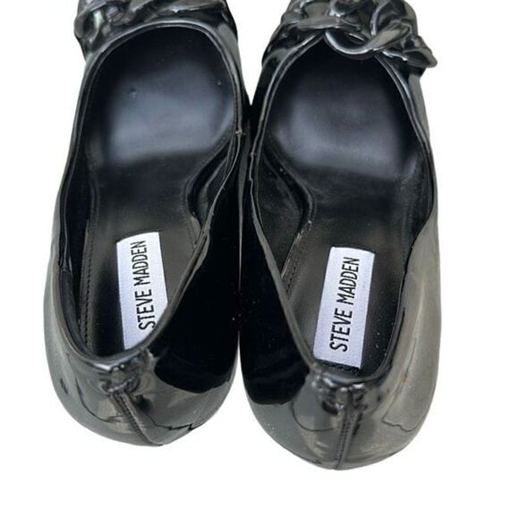 STEVE MADDEN Lalette Black Shiny Chain Link Pumps Steve Madden Heels Size 8 NWOT - Picture 6 of 6